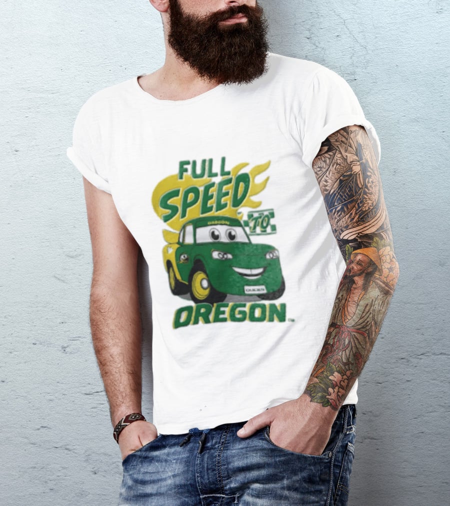 Full Speed Oregon Ducks Car Toon Sporting Team Spirit T-Shirt