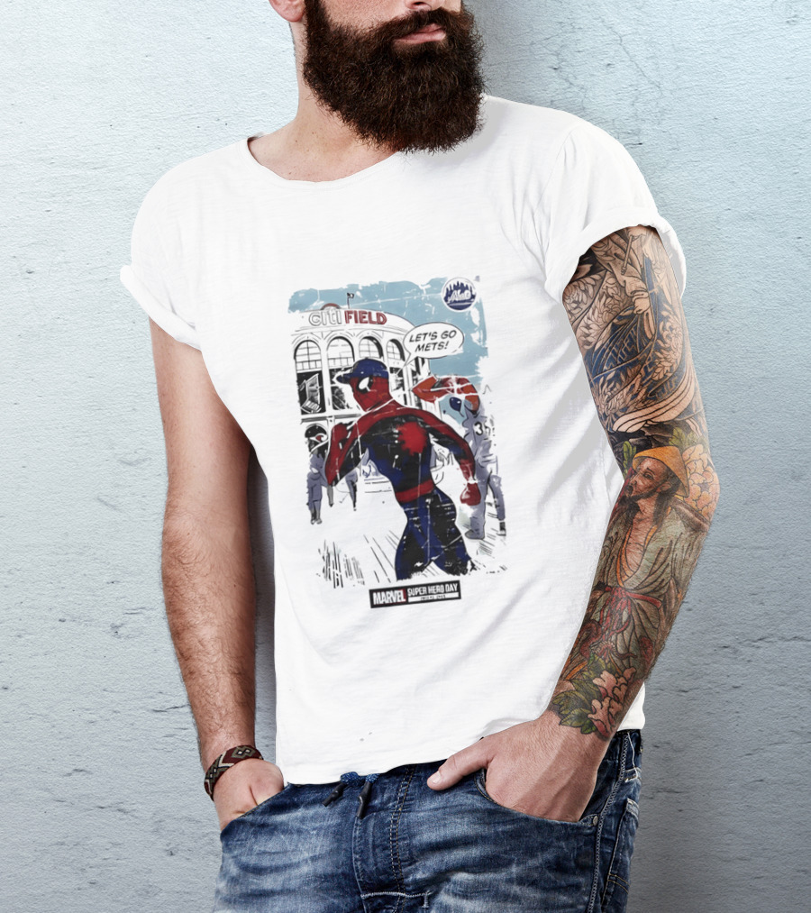 Marvel Spiderman Citi Field Let's Go Mets T-Shirt
