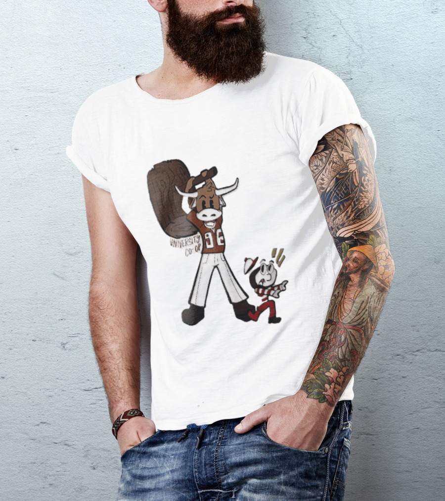 Texas Longhorns University Co Op Cartoon Longhorn 96 Football T-Shirt