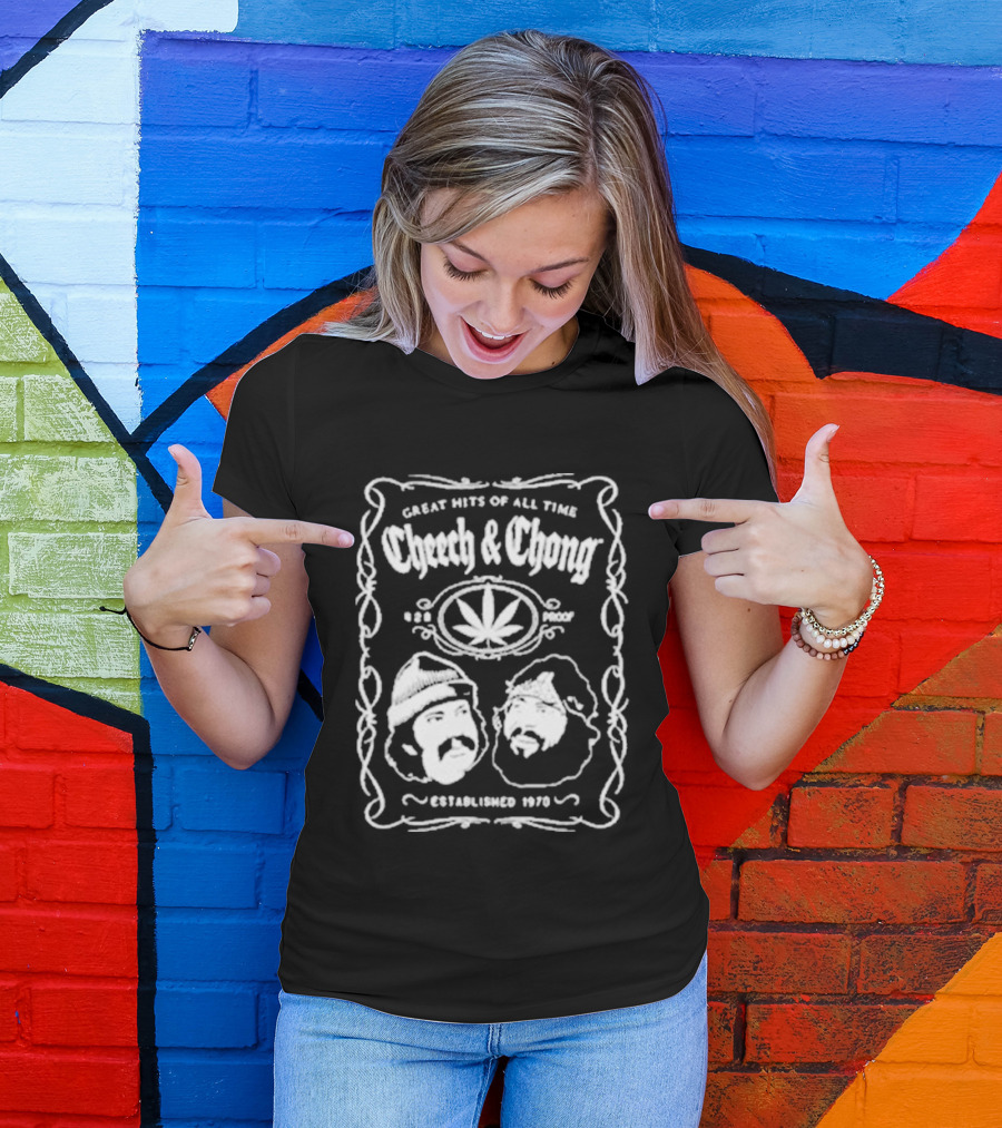 Cheech And Chong Greatest Of All Time 420 Comedy Cannabis 1978 Leaf T-Shirt