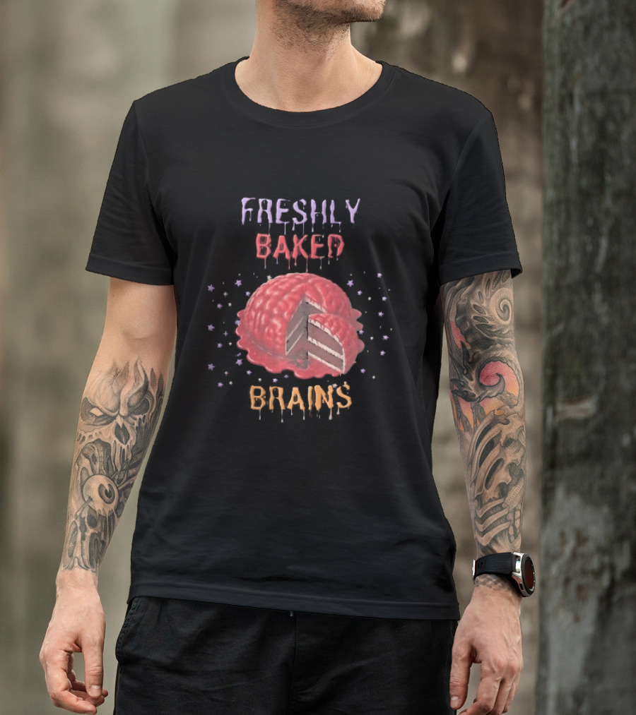 Freshly Baked Brains Red Layered Cake Slice With Stars T-Shirt