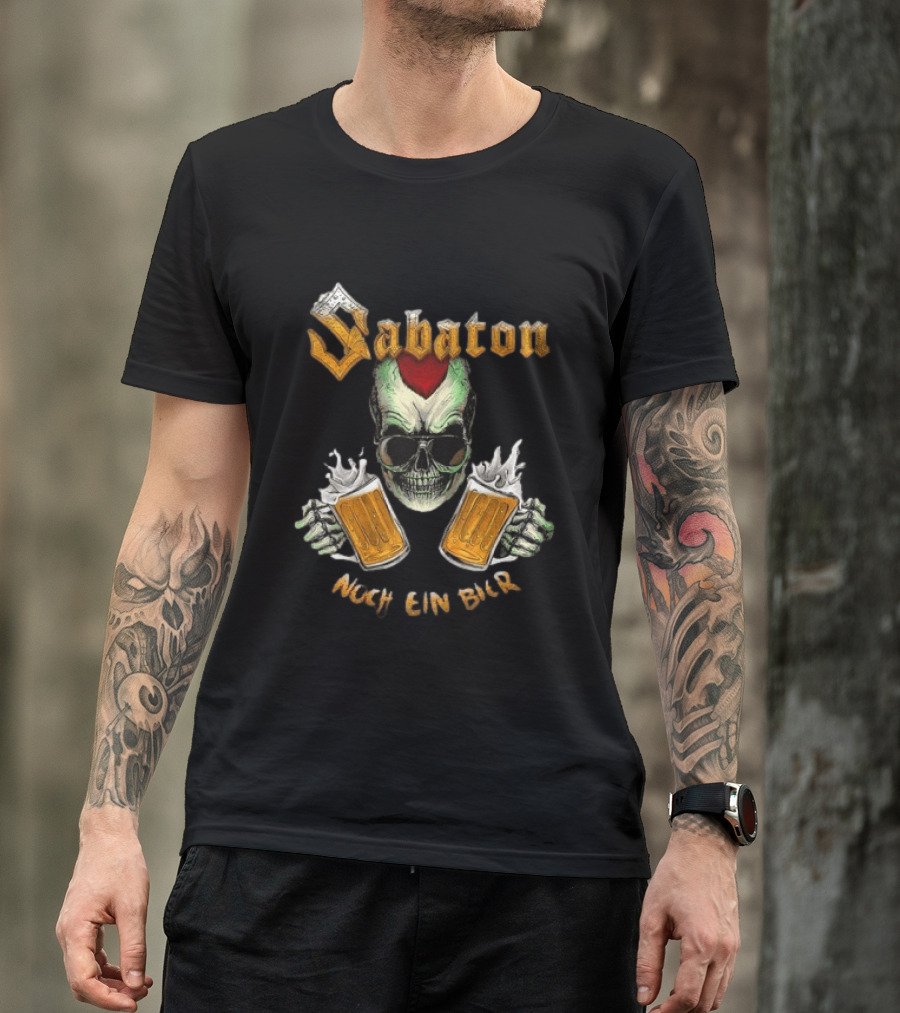 Sabaton Noch Ein Bier Skull With Dual Beer S And Skull T-Shirt
