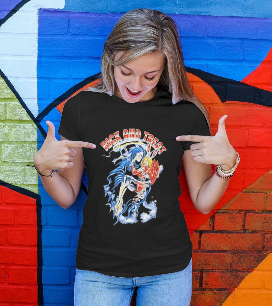 Original Trick And Treat Grim Reaper Bunny Girl Embrace T-Shirt