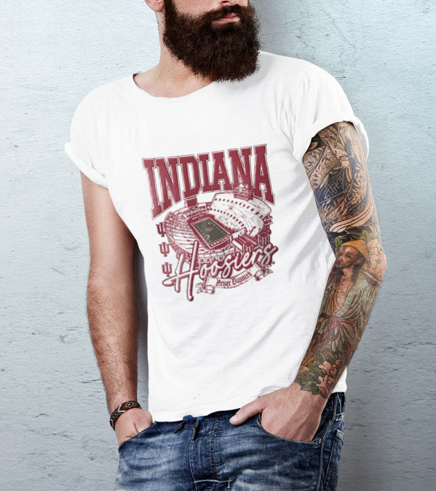 Indiana Hoosiers Never Daunted Memorial Stadium Aerial View Football Field Banner T-Shirt