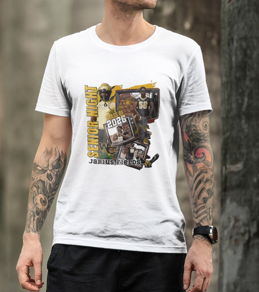 Senior Night Jarius Fields Class Of 2026 WC Football Player Collage T-Shirt
