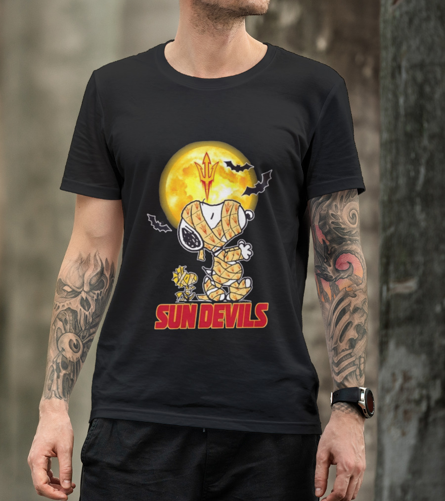 Arizona State Sun Devils Snoopy Woodstock Cosplay Mummy Halloween T-Shirt