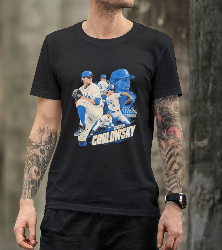 UCLA Bruins Roch Cholowsky 2026 Player Collage Baseball Pitcher Collection T-Shirt