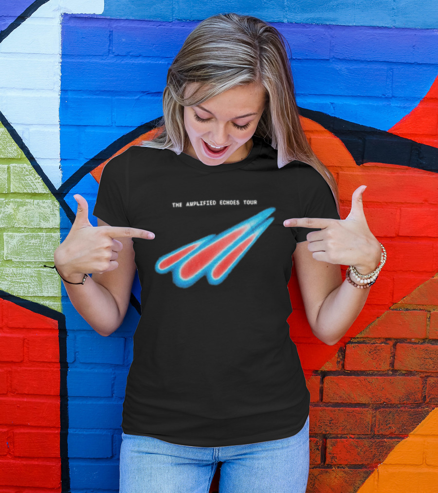 Manchester Orchestra The Amplified Echoes Tour Vibrant Blue Red Streaks T-Shirt