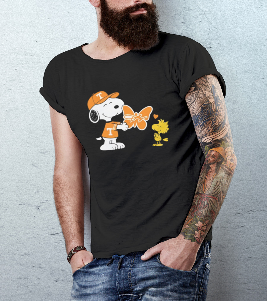 Snoopy Tennessee Volunteers Dolly Parton Woodstock Butterfly T-Shirt