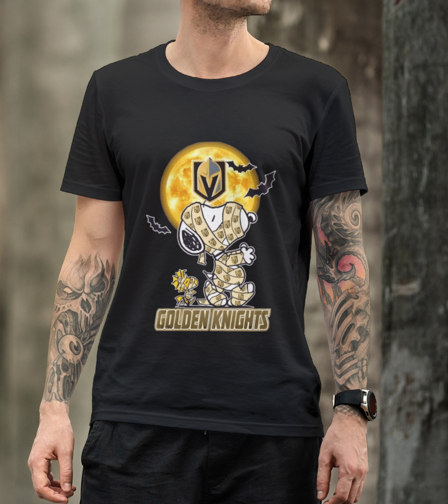 Vegas Golden Knights Snoopy Woodstock Mummy Halloween Moon T-Shirt