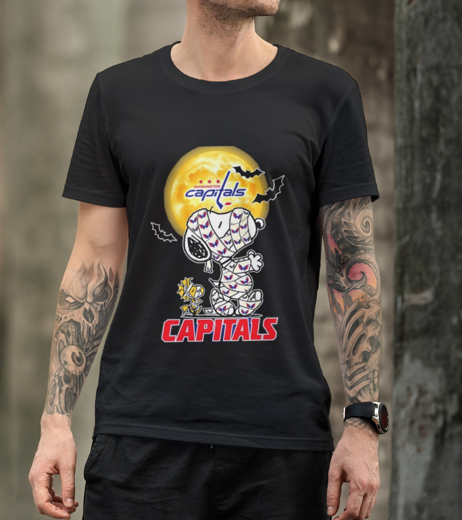 Washington Capitals Snoopy Woodstock Halloween Mummy Cosplay T-Shirt