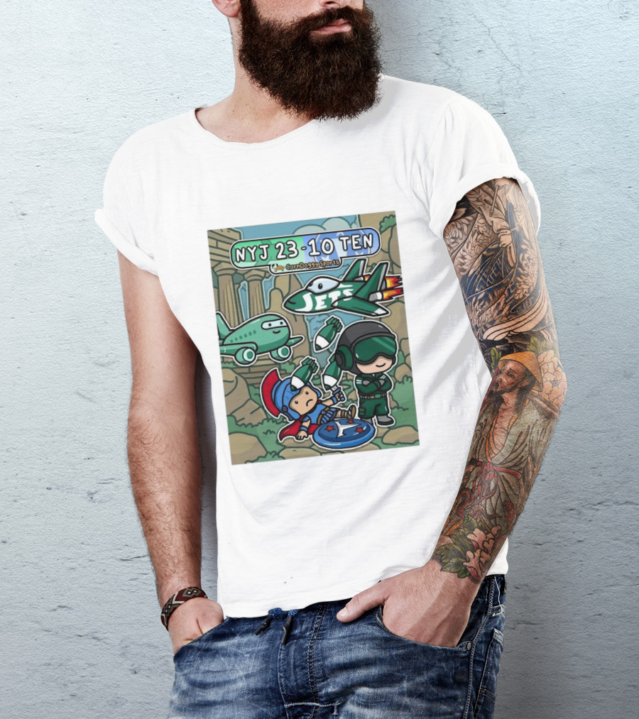 NYJ 23 10 TEN CornDoggy Sports New York Jets Tennessee Titans Fan T-Shirt