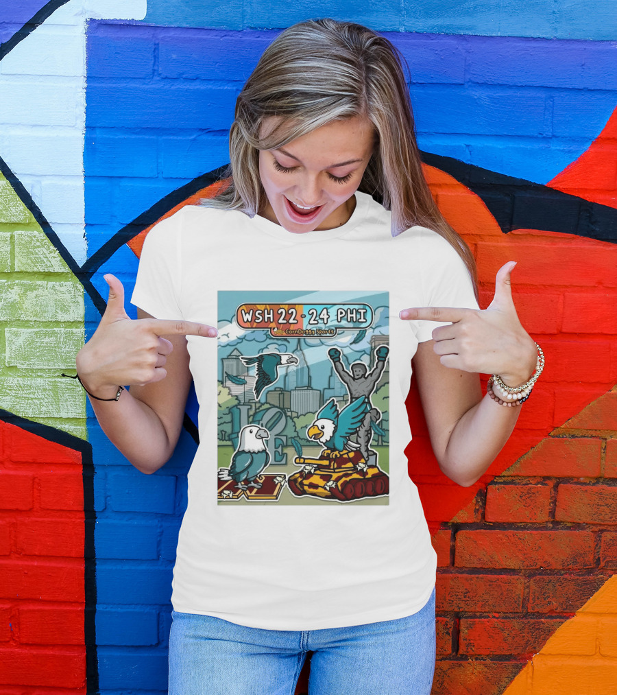 CornDoggy Sports WSH 22 24 PHI Washington Vs Philadelphia Eagles And Tank Scene T-Shirt