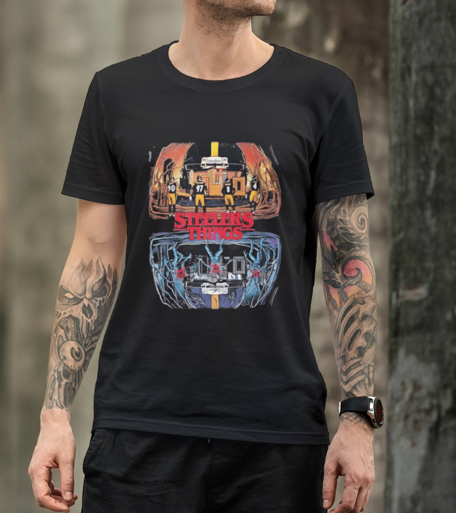 Pittsburgh Steelers Halloween Upside Down Stranger Things T-Shirt