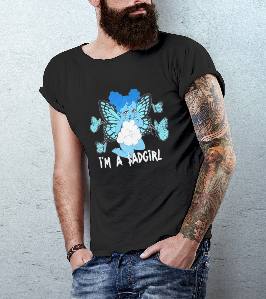 I'm A $ad Girl Blue Butterfly Sad Girlz Store Black T-Shirt