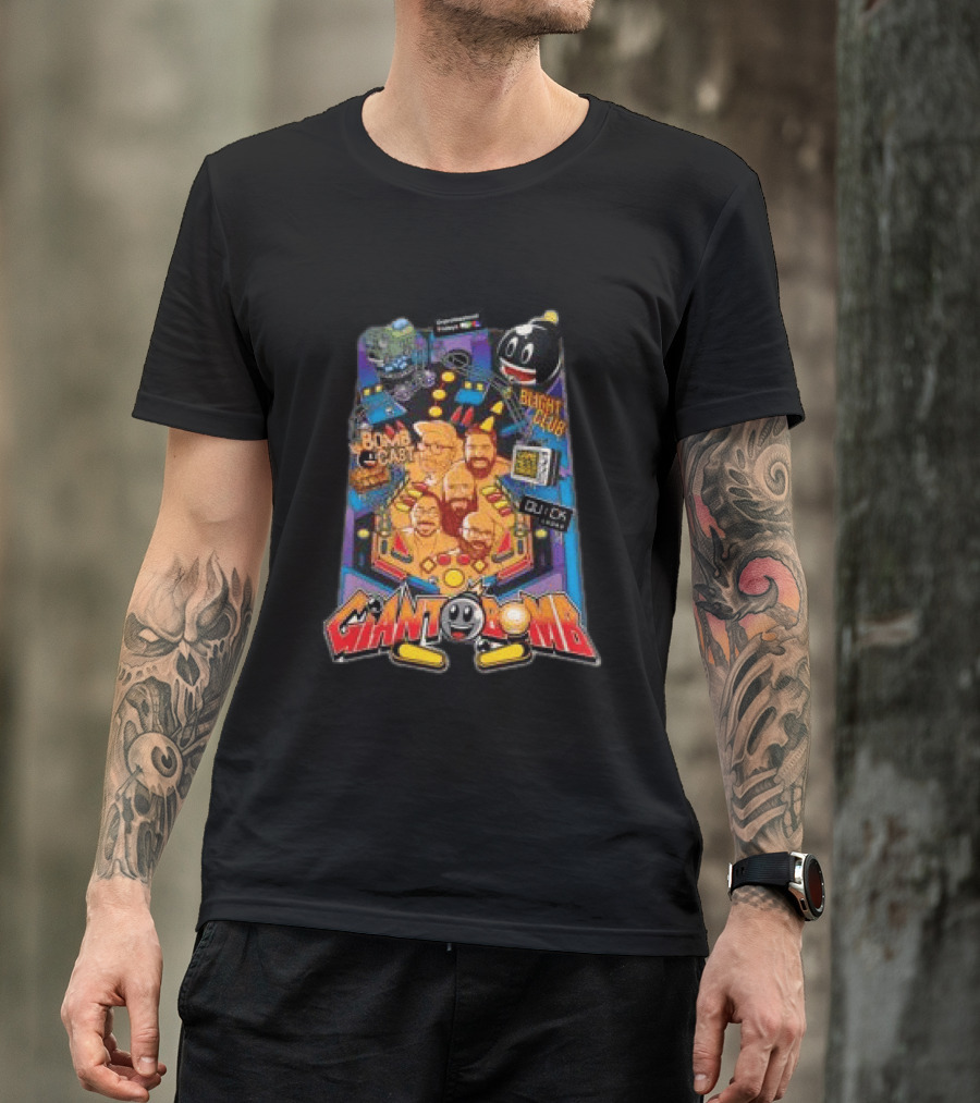 Giant Bomb Pinball Blight Club Quick Looks Bomb Cabinet Retro Arcade T-Shirt