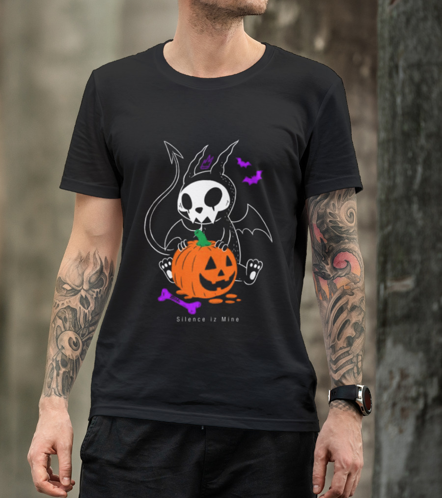 Silence Iz Mine Sim Store Rolling Cradle Black Purple Halloween Characters Pumpkin Bats T-Shirt