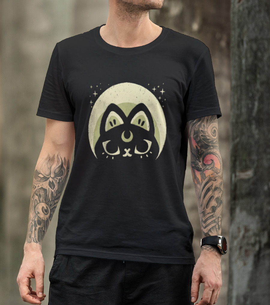 Half Moon Witchy Cat Lunar Magic Mystic Feline T-Shirt