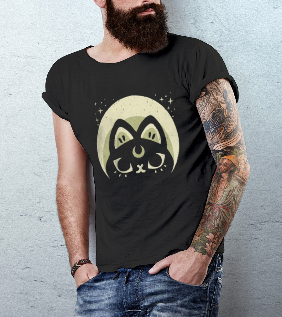 Half Moon Witchy Cat Lunar Magic Mystic Feline T-Shirt