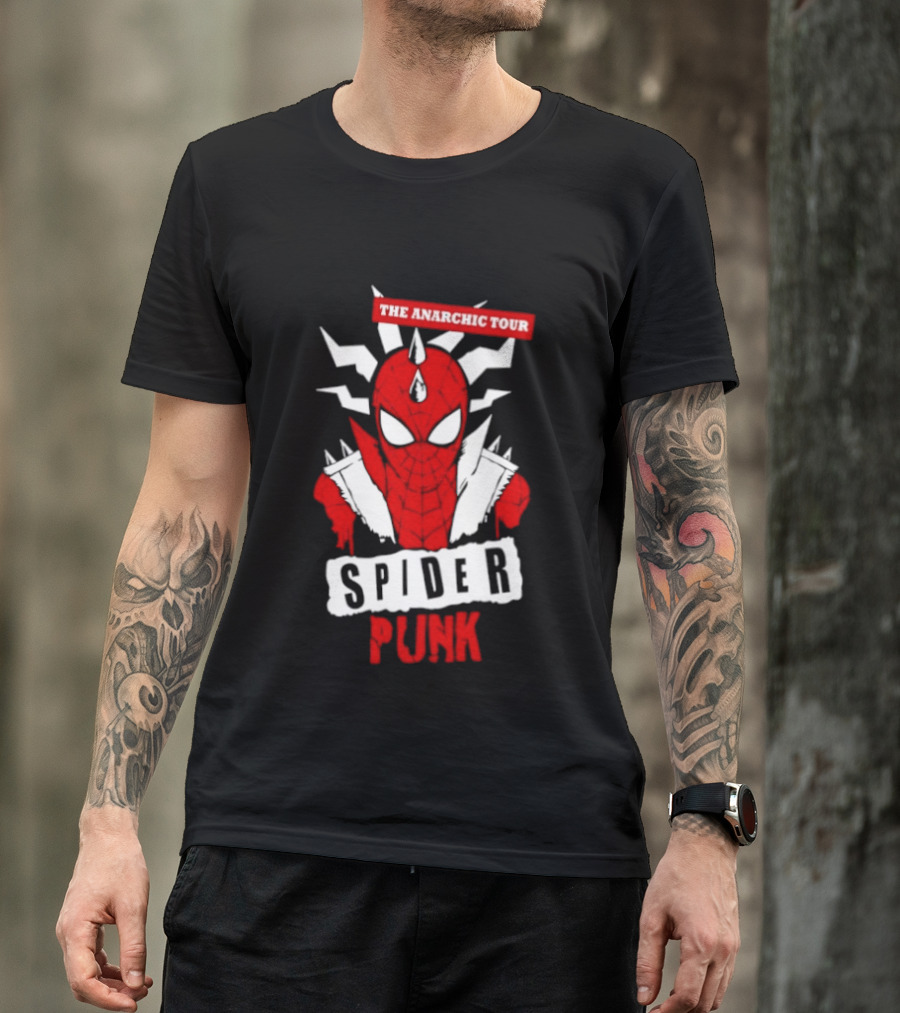 Spider Punk The Anarchic Tour Comic Style Spiked Hero T-Shirt