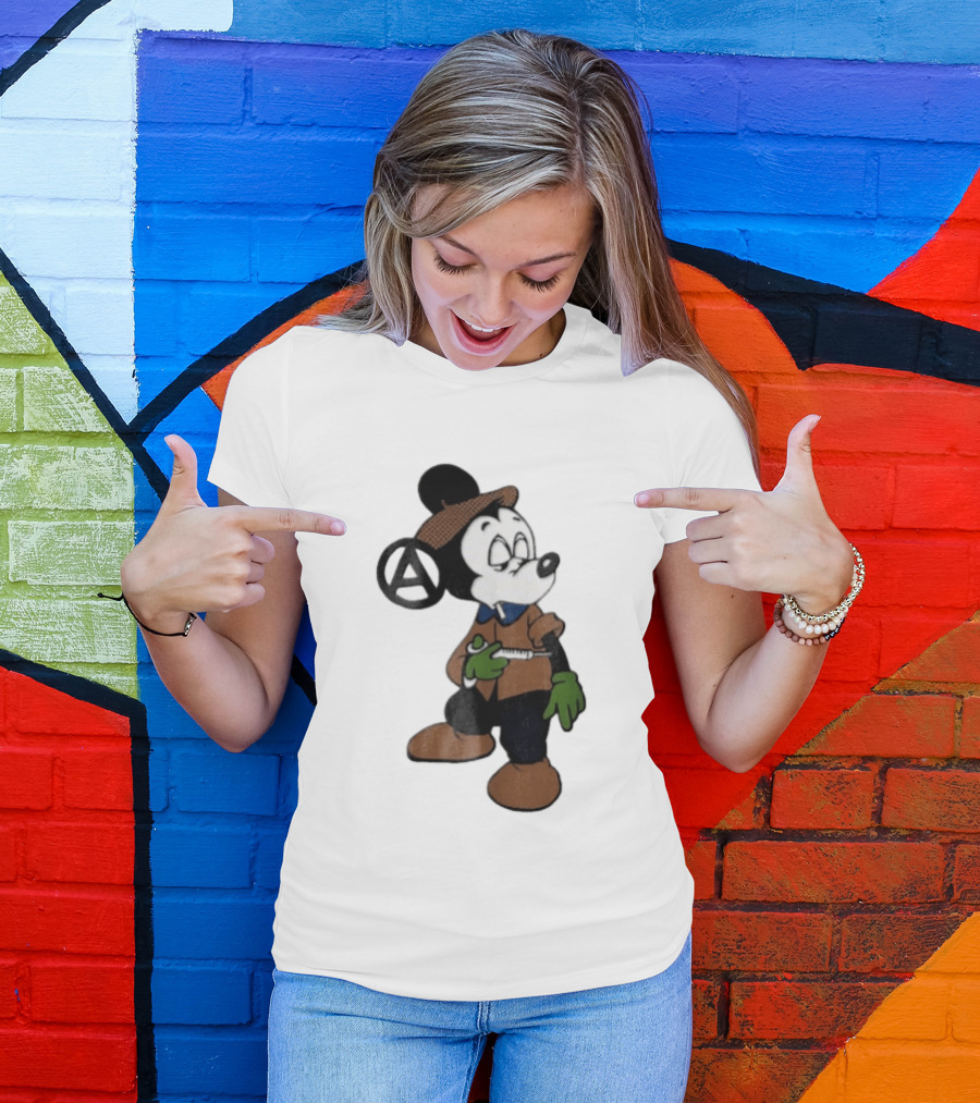 Bootleg Halftone Cartoon Mouse Anarchy Syringe T-Shirt