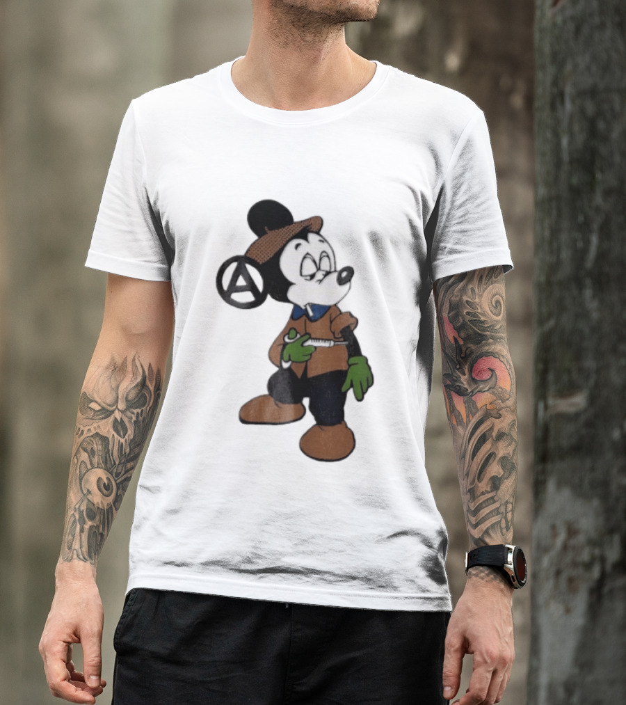 Bootleg Halftone Cartoon Mouse Anarchy Syringe T-Shirt