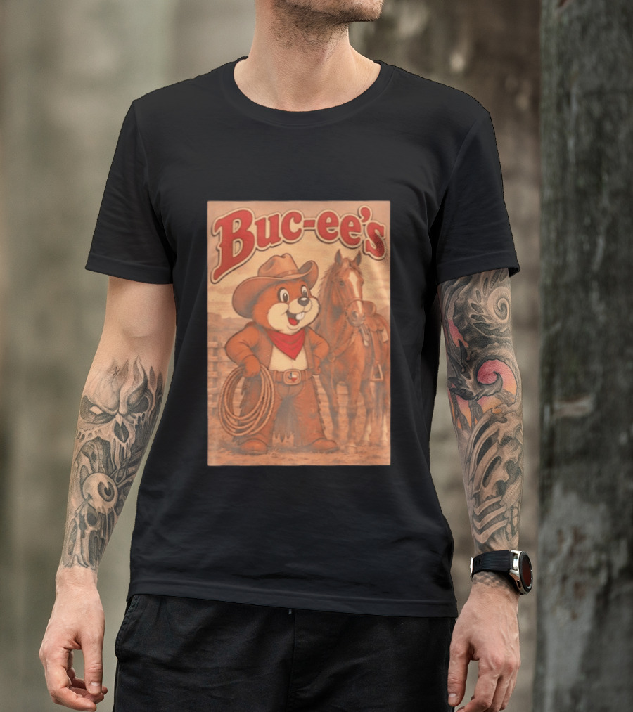 Buc Ee's Cowboy Western Sunset Horse And Lasso T-Shirt