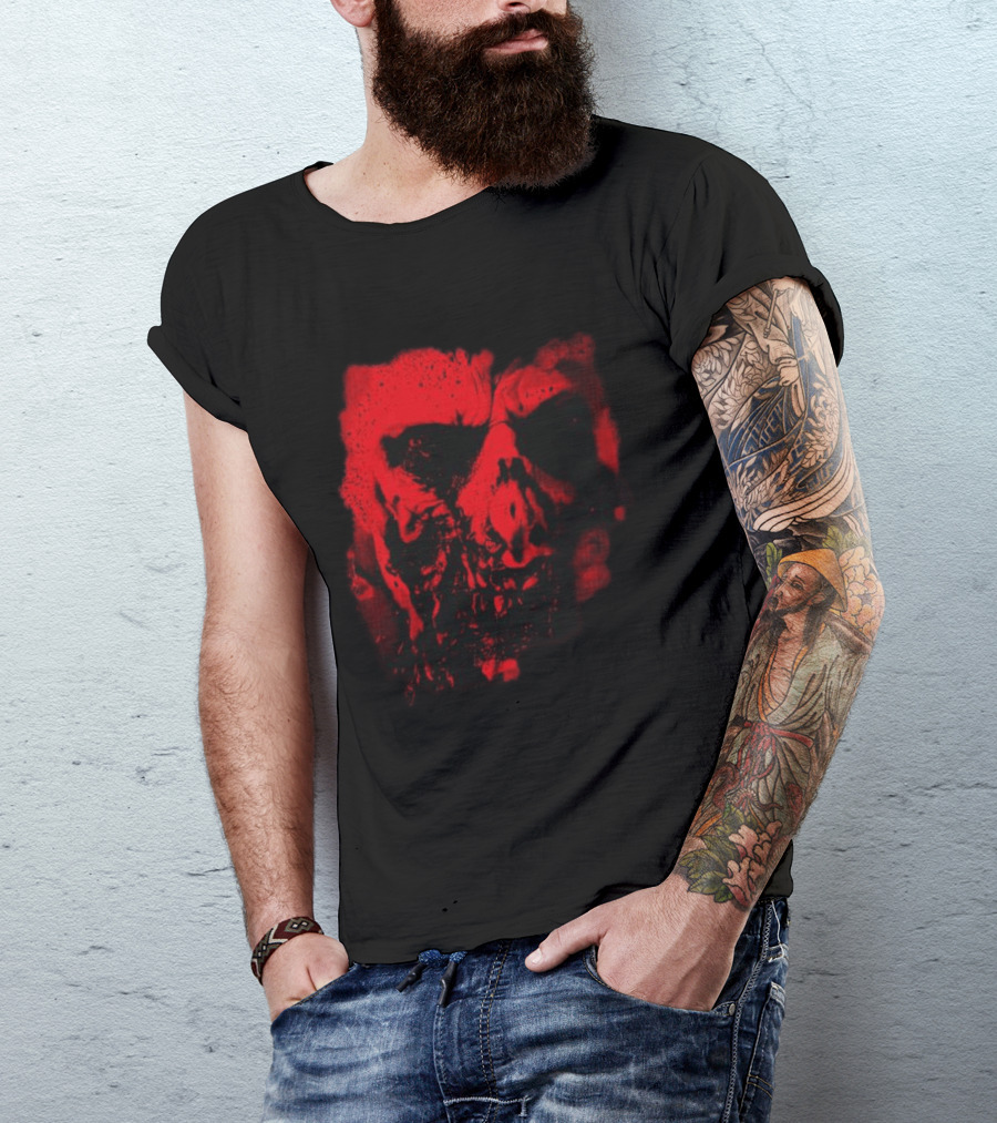 Heavy Spoilers Shop Infected Skull Horror Face T-Shirt