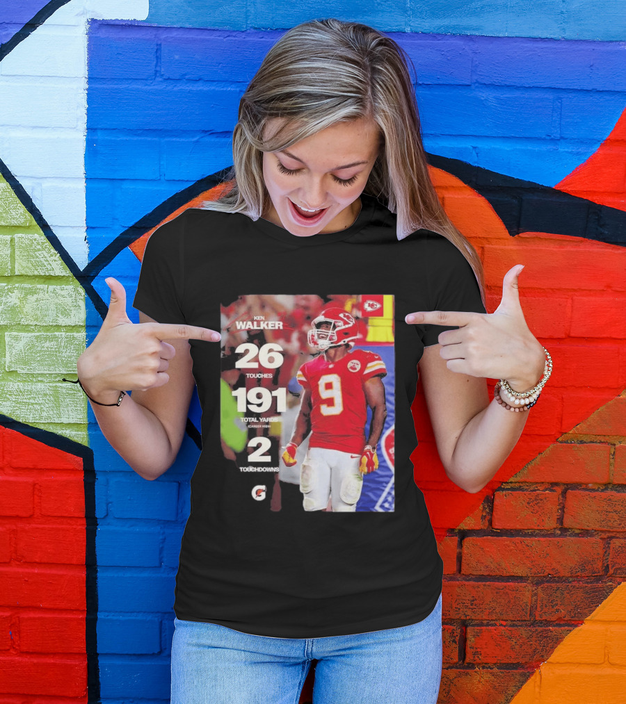 Ken Walker Kansas City Chiefs Career High 26 Touches 191 Total Yards 2 Touchdowns T-Shirt
