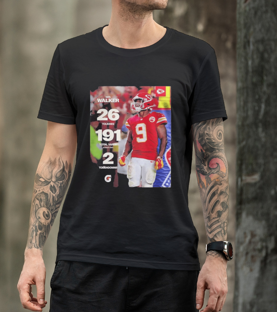 Ken Walker Kansas City Chiefs Career High 26 Touches 191 Total Yards 2 Touchdowns T-Shirt