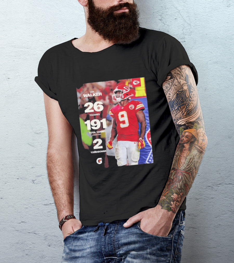 Ken Walker Kansas City Chiefs Career High 26 Touches 191 Total Yards 2 Touchdowns T-Shirt
