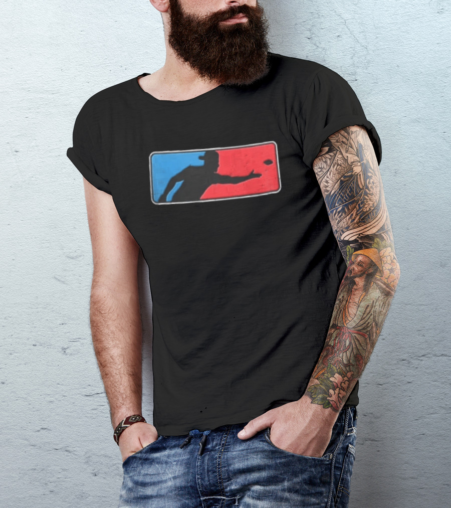 Distressed Red Blue Disc Golf Throwing Silhouette Sports Ultimate T-Shirt
