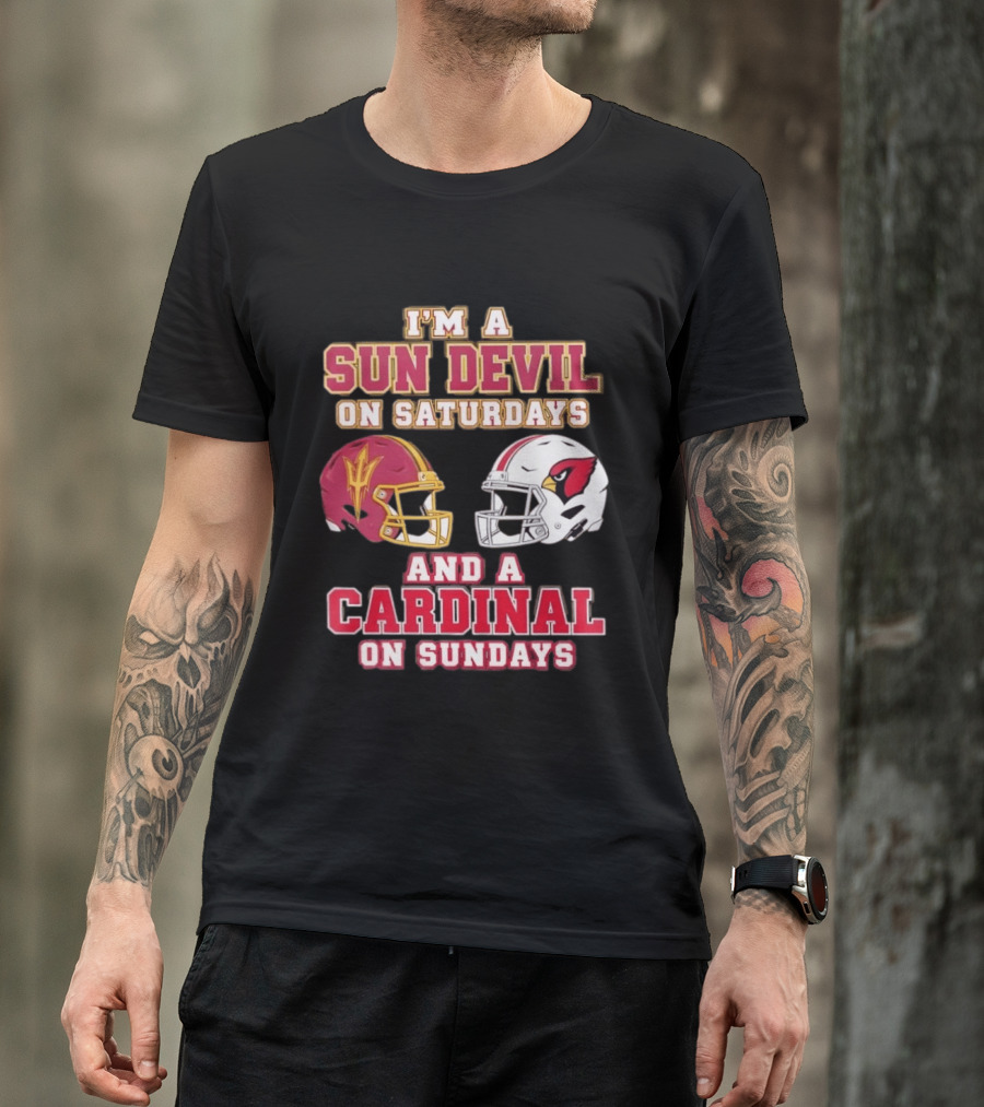 I'm A Sun Devil On Saturdays And A Cardinal On Sundays Helmet T-Shirt