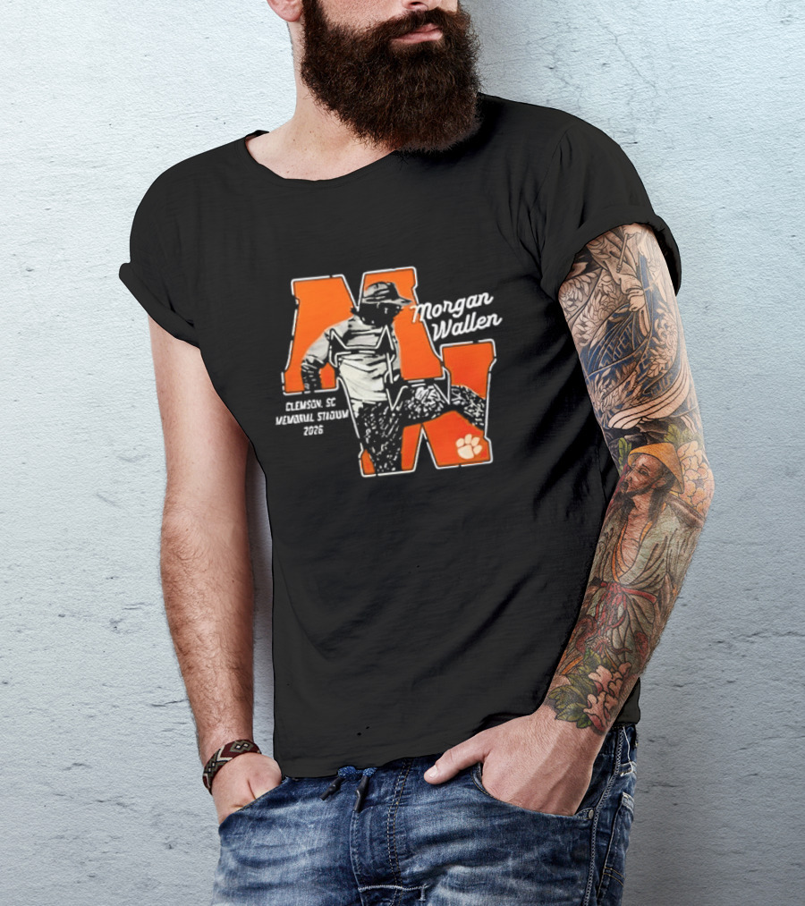 Morgan Wallen Clemson SC Memorial Stadium 2026 Tour Concert Tiger Paw T-Shirt