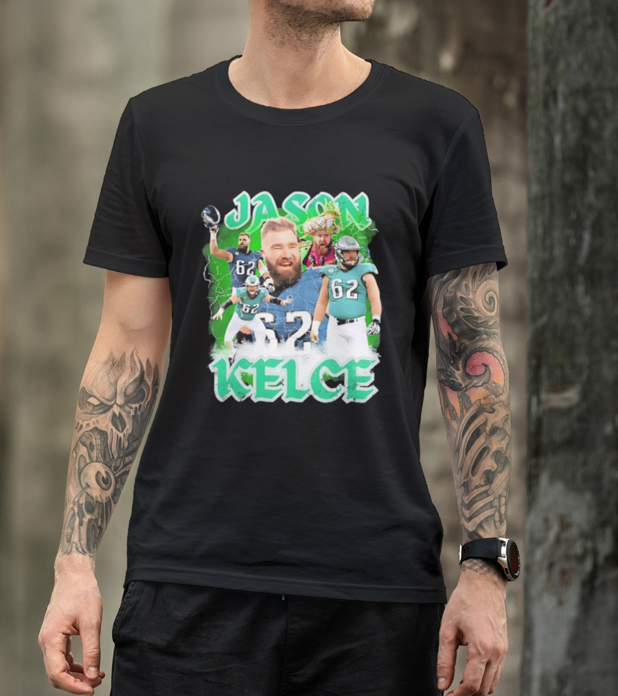 Jason Kelce 62 Philadelphia Eagles Vintage Style Football Fan T-Shirt