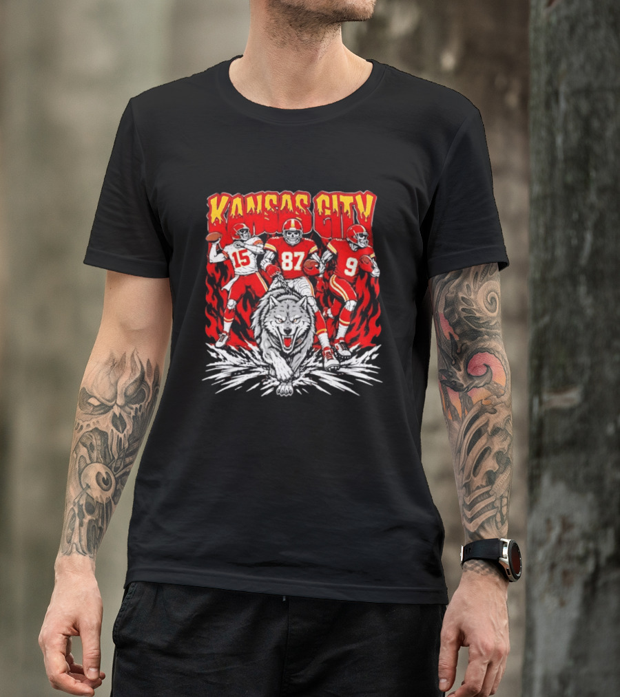 Kansas City Chiefs 15 87 9 Players With Wolf T-Shirt