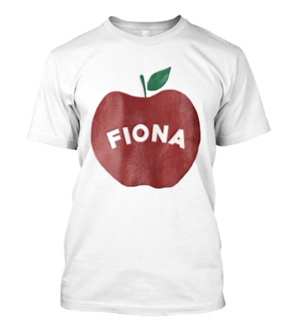Fiona White Curved Lettering On Watercolor Red Apple With Green Leaf T-Shirt