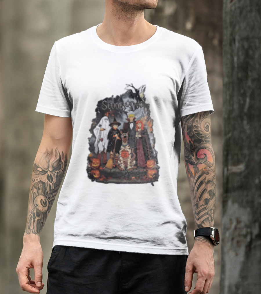 Scooby Doo Halloween Costume Party With Witch Ghost Vampire Pumpkin T-Shirt