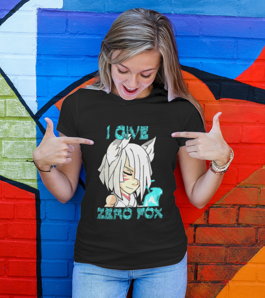 I Give Zero Fox White Hair Kitsune Blue Flame T-Shirt