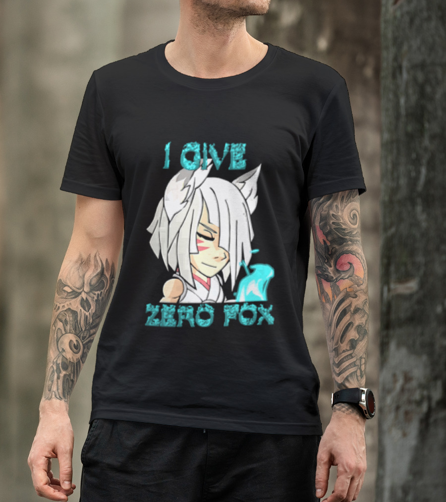 I Give Zero Fox White Hair Kitsune Blue Flame T-Shirt