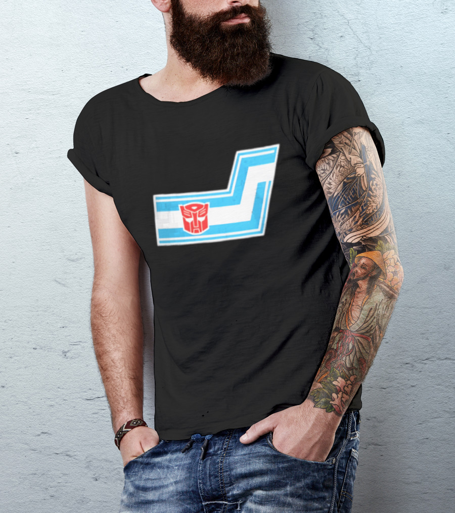 Transformers Autobots Red Insignia Blue White Racing Stripes Chevron Stickers T-Shirt