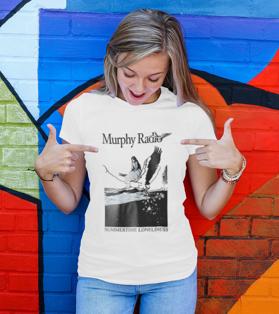 Murphy Radio Summertime Loneliness Woman On Flying Crane At Shore Line T-Shirt