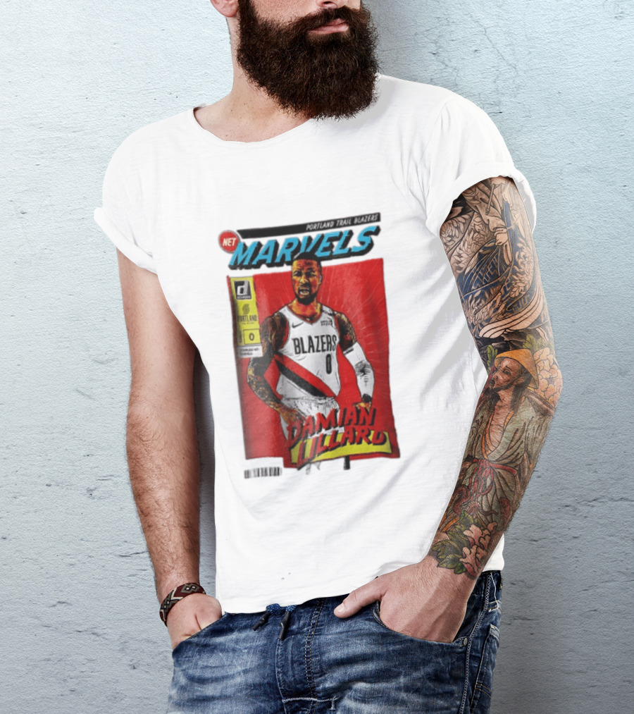 Portland Trail Blazers Net Marvels Damian Lillard Comic Cover NBA Issue 0 Halftone T-Shirt