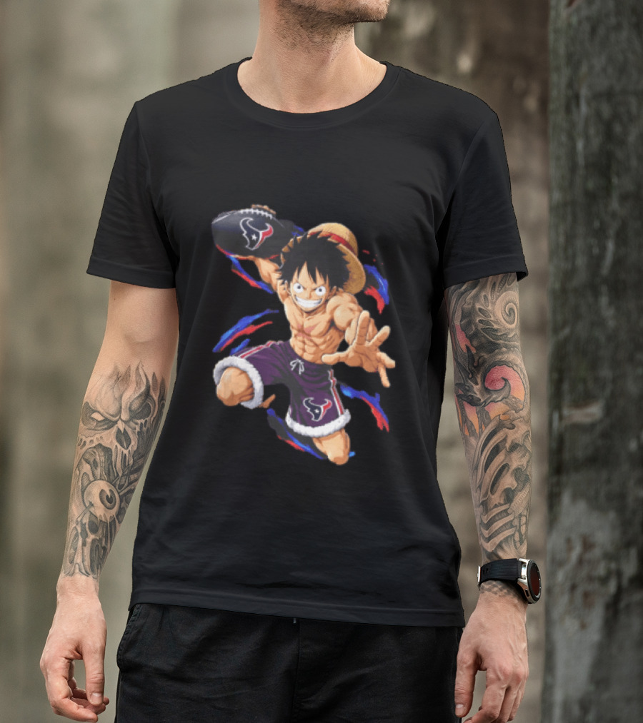 Anime Luffy Houston Texans Football Fan T-Shirt
