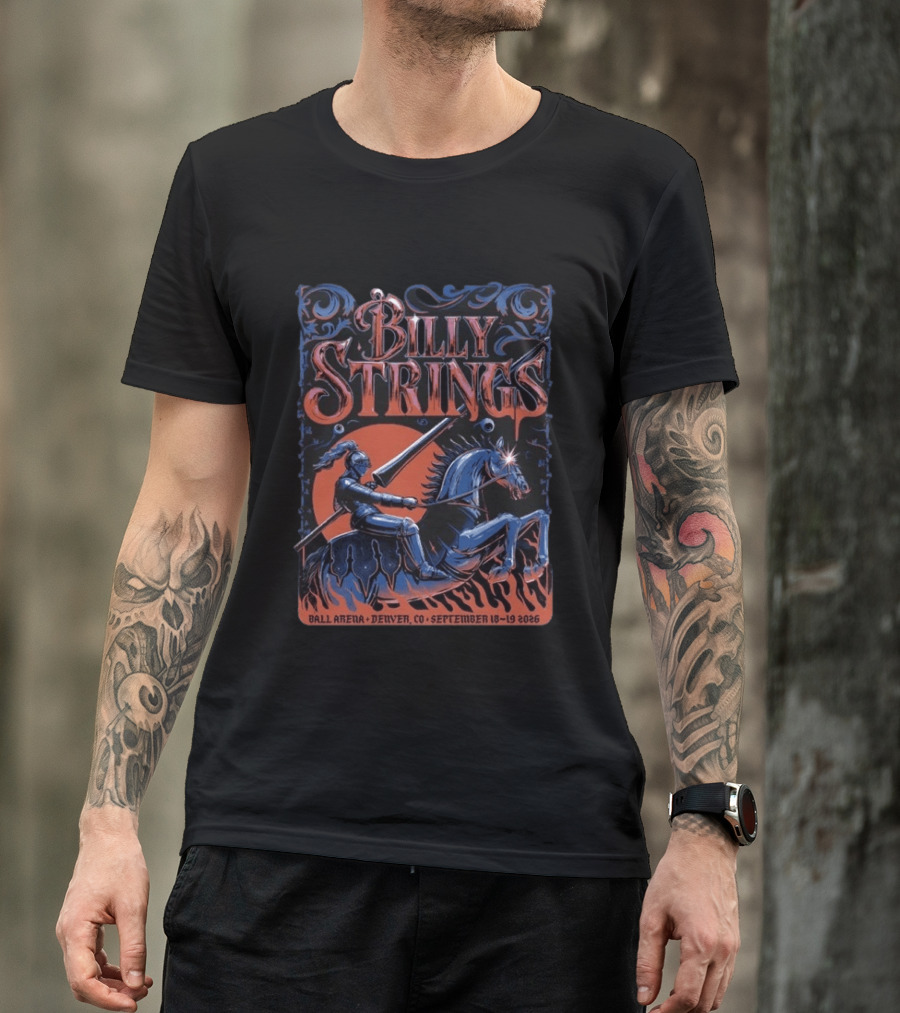 Billy Strings Ball Arena Denver CO September 18 19 2026 Lewy Jones Knight On Horseback T-Shirt