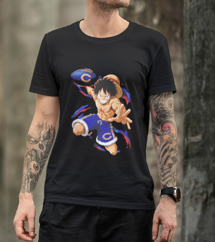 Chicago Bears Straw Hat Pirate Football Anime Crossover Adventures T-Shirt