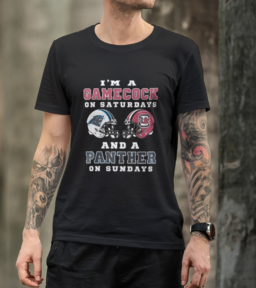 I'm A Gamecock On Saturdays And A Panther On Sundays Football Helmet T-Shirt