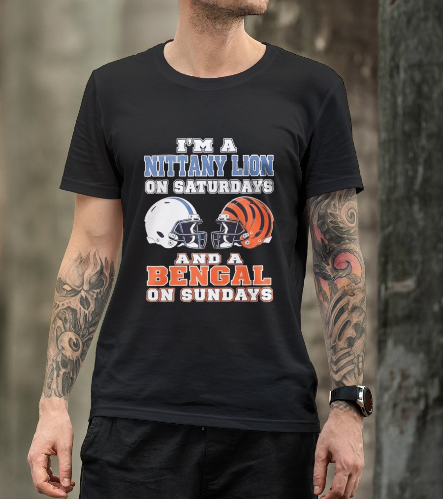 Nittany Lion On Saturdays Bengal On Sundays Football Fan Helmets T-Shirt