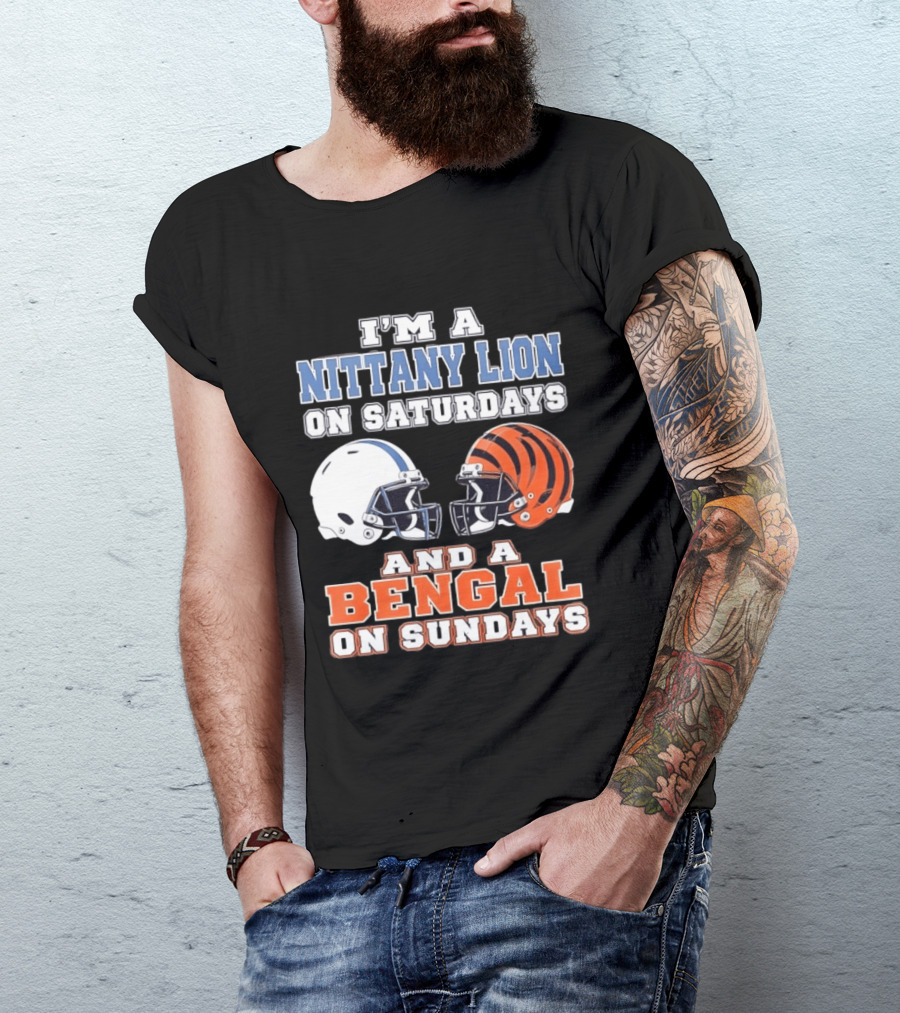 Nittany Lion On Saturdays Bengal On Sundays Football Fan Helmets T-Shirt