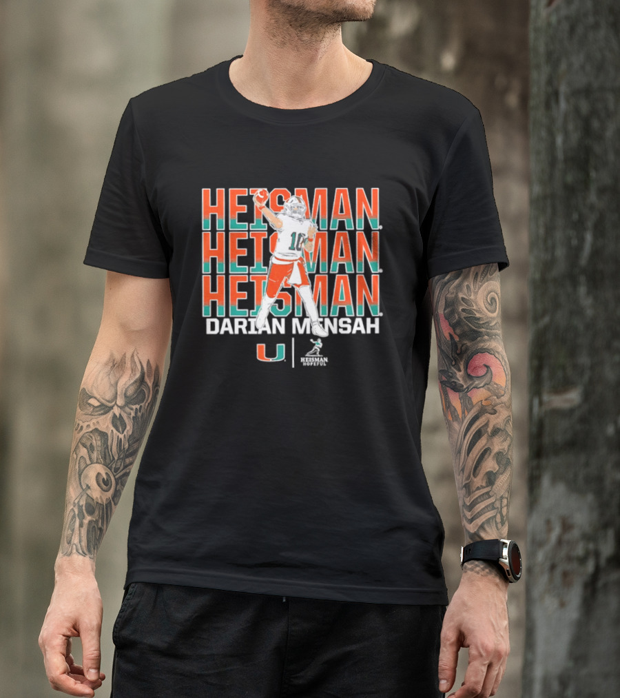 Miami Hurricanes Darian Mensah Heisman Hopeful Football Pose T-Shirt